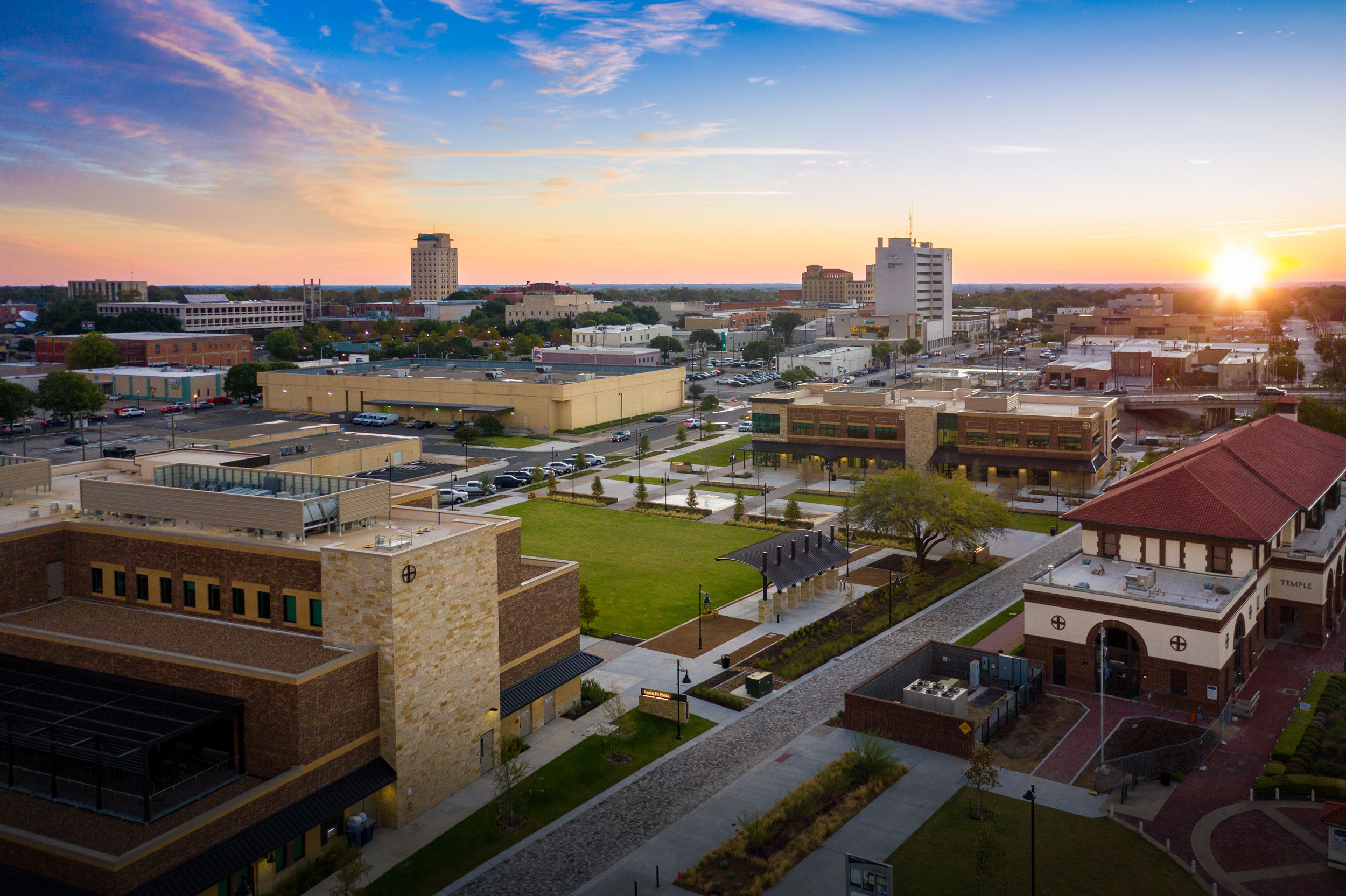 Sunset view of Temple, TX