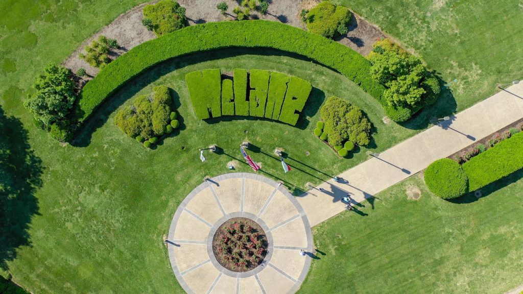 Aerial view of the McLane office lawn in Temple, TX