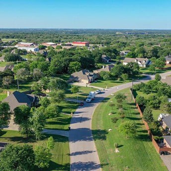 An aerial shot of a Temple neighborhood