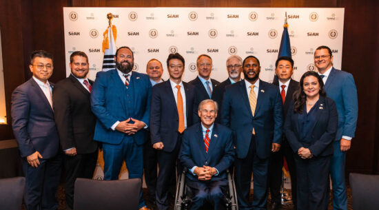 A press conference hosted by Governor of Texas Greg Abbott in Seoul