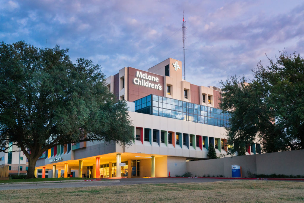 Exterior view of McLane Children's Hospital in Temple, TX