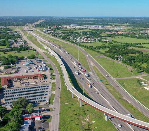 An aerial view of a highway in Temple, TX