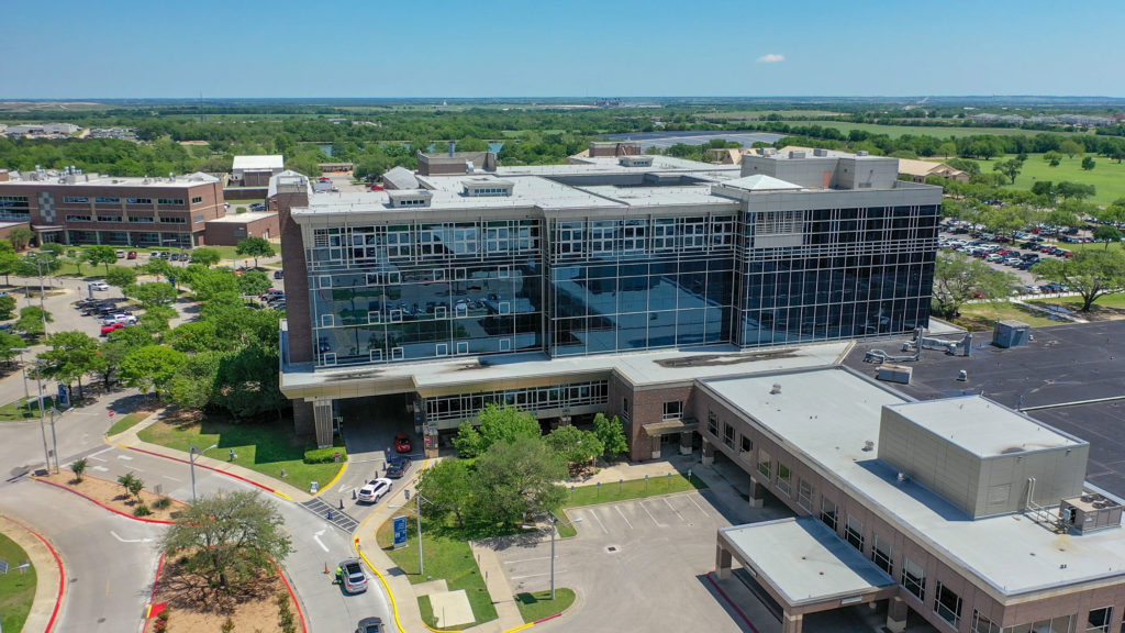 An aerial view of VA Medical Center located in Temple, Texas