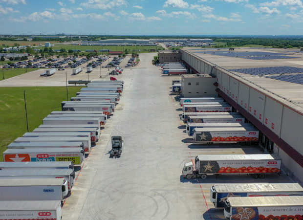 Trucks at a distribution center in Temple, TX