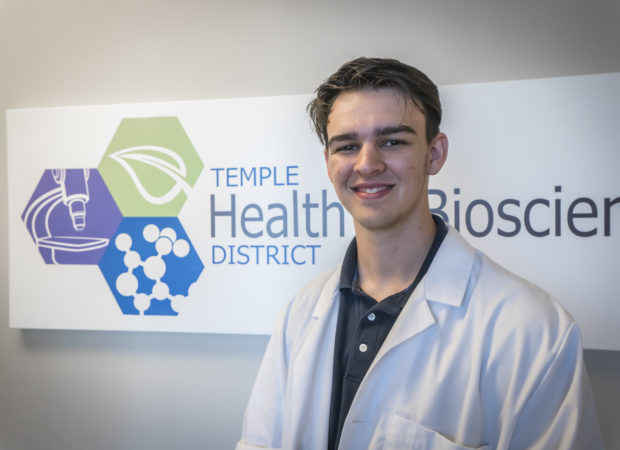 A student at the Temple Health & Bioscience District in Temple, TX