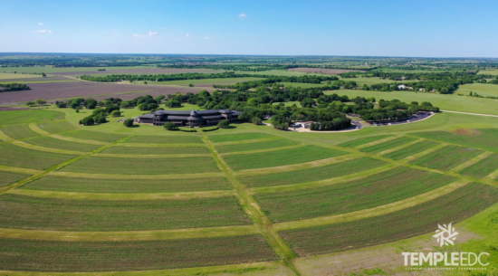 Aerial view of corporate campus in Temple, TX